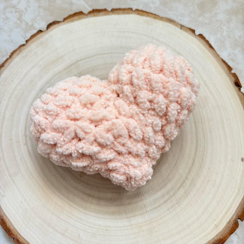 Handmade Crochet Fluffy Heart | Chenille Plush Decor | Shell